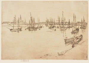 Etching and drypoint in black ink on ivory laid paper