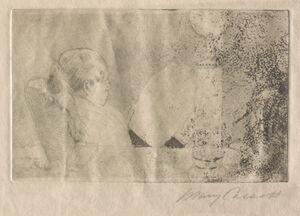 Softground etching with coarse fabric texture added at right on paper