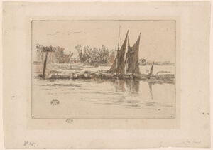 Etching in black ink with brown ink and wash and black crayon additions on ivory laid paper; first state (of three)