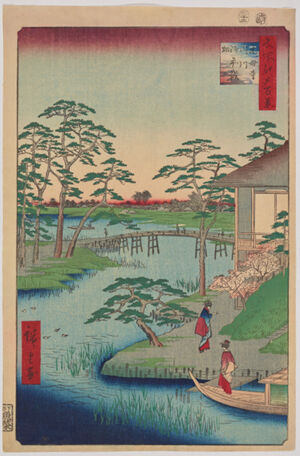 Polychrome woodblock print on cream Japanese paper