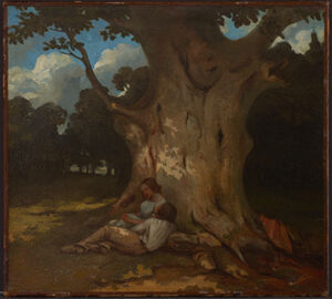 Oil on paper laid on canvas