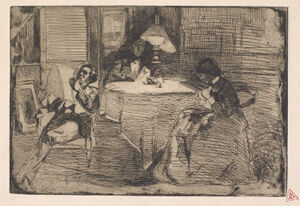 Etching in black ink on ivory wove paper; first state (of four)