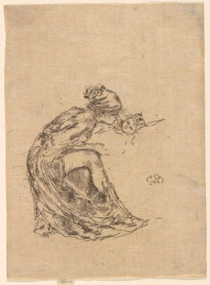 Etching in dark brown ink on cream Japanese paper; only state