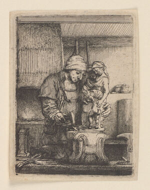 Etching and drypoint in black on cream laid paper