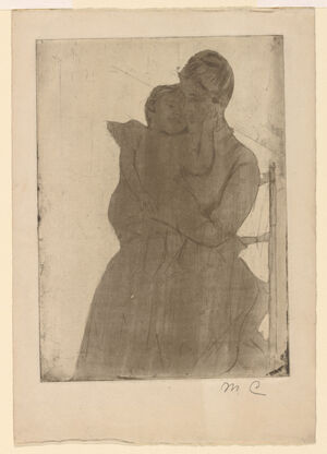 soft-ground, aquatint and drypoint (unique impression) on heavy laid paper