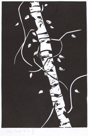 Linocut on paper (iyo galzed)