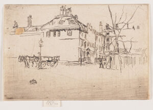 Etching in black ink on ivory laid paper; only state