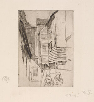 Etching in dark brown ink on cream laid paper; only state