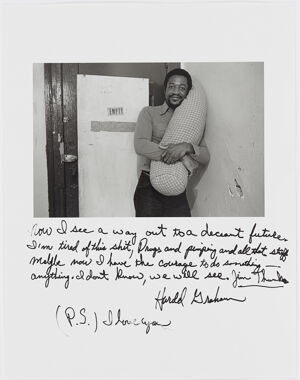 Gelatin silver print with text
