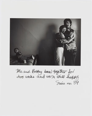 Gelatin silver print with text