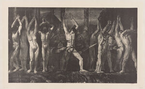 Lithograph on thin simili paper mounted to support sheet