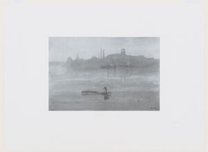 Lithotint in black ink on pale blue laid paper mounted on white wove paper (second state, of two)