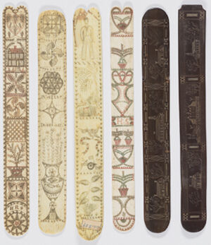Baleen, ivory with ink
