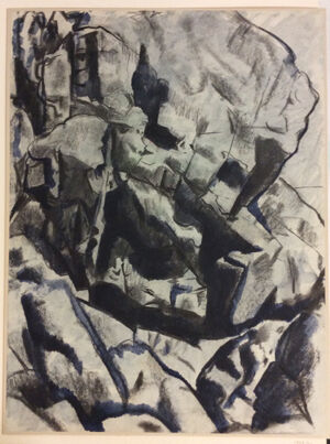 Charcoal with ink on paper