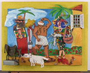 Oil on canvas and wood