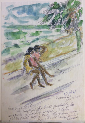 Watercolor and pencil on paper