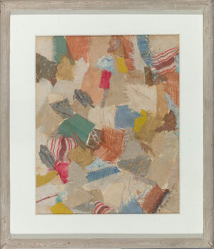 Cloth and paper on paper