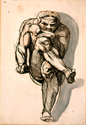 Pen and ink w/ chalk, wash on paper