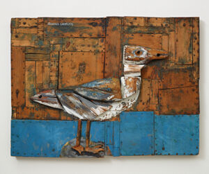Raw and painted wood, screws