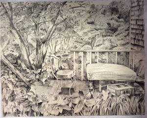 Pen and ink on paper