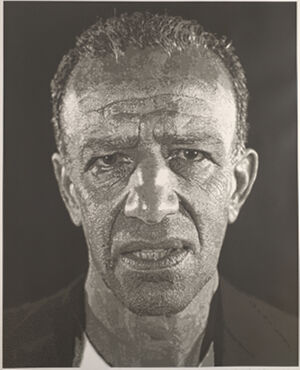 Screenprint from reduction linoleum cut on paper