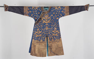 Embroidery thread and gold on silk