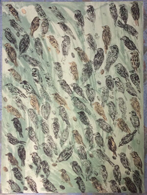 Transparent silk screen on paper