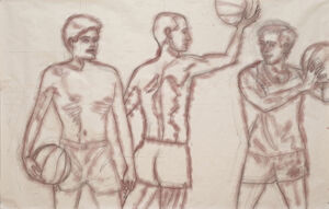 Chalk on brown paper