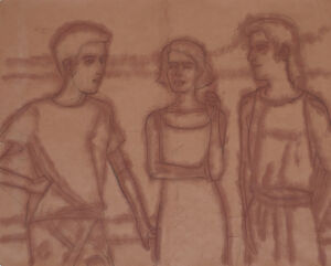Chalk on brown paper