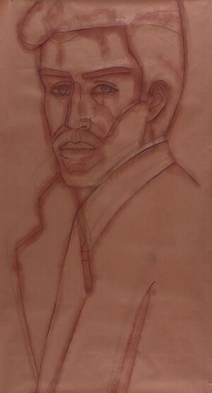 Chalk on brown paper
