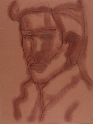 Charcoal on brown paper