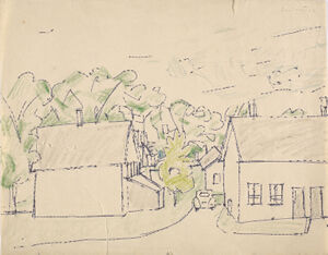 Pen and crayon on paper