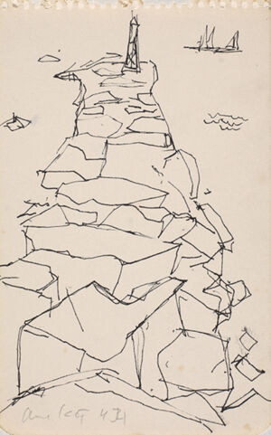 Pen and ink on paper