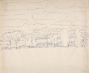 Pen and ink on paper