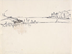 Pen and ink on paper