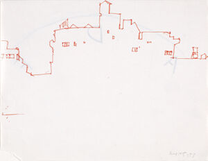 Pen (r) pencil &amp; crayon (v) on paper