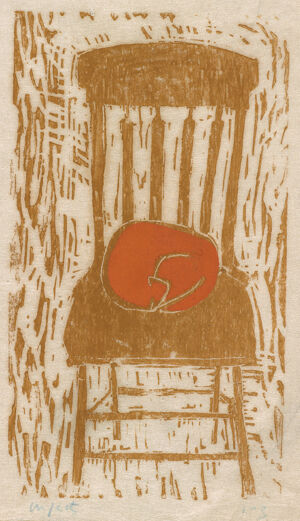 Linocut &amp; stencil 3 colors on Japan Paper