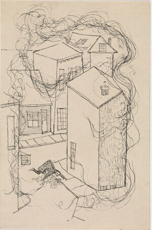 Pen and ink on paper