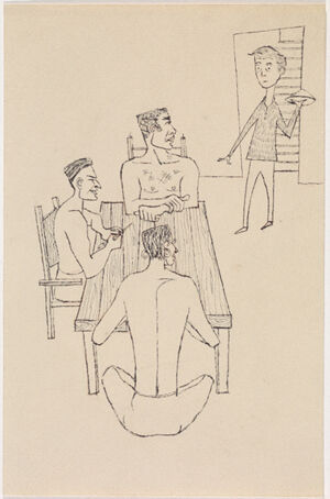 Pen and ink on paper