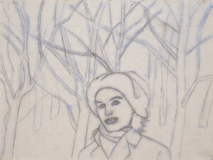 Charcoal,pencil, dry pigment on paper