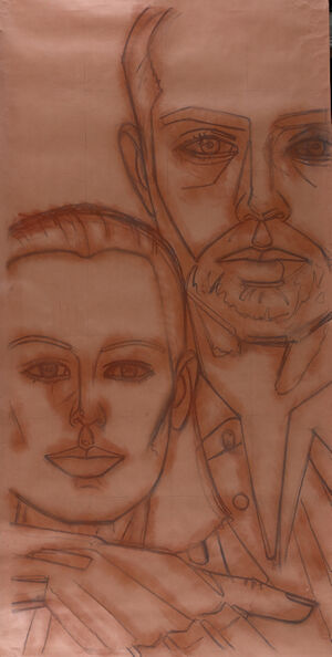 Charcoal and dry pigment on paper