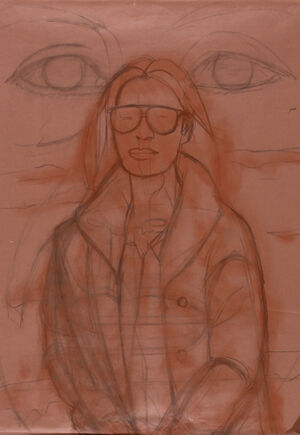 Charcoal and dry pigment on paper