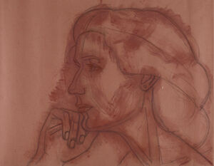 Charcoal and dry pigment on paper