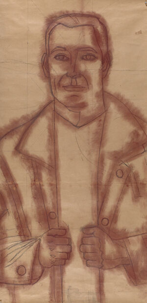 Charcoal,pencil, dry pigment on paper