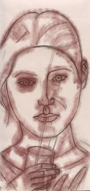 Charcoal and dry pigment on paper