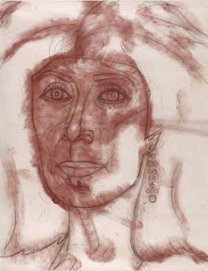 Charcoal and dry pigment on paper