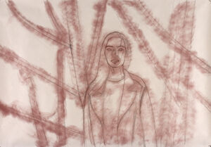 Charcoal and dry pigment on paper