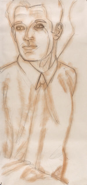 Charcoal and dry pigment on paper