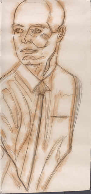 Charcoal and dry pigment on paper