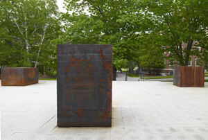 Forged weatherproof steel on concrete footings